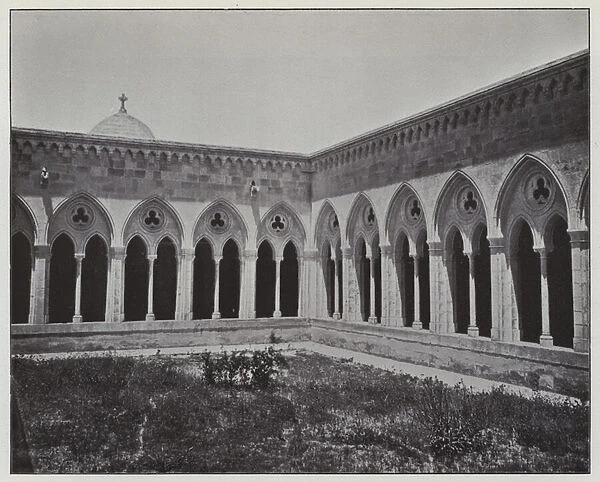 Mount of Olives, Carmel of the Pater, Interior of the Cloister (b  /  w photo)
