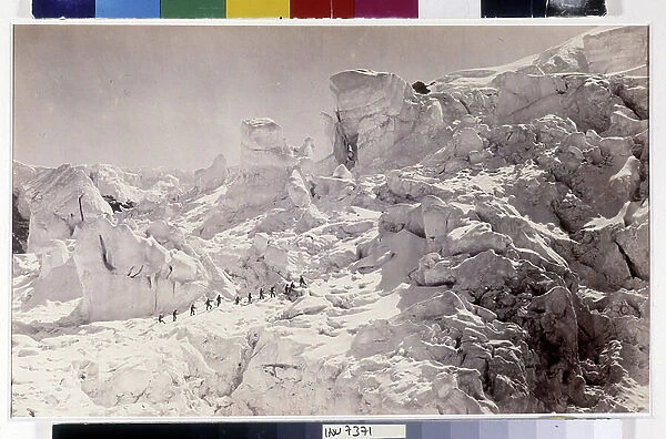 Mountaineering Savoy passage a rope Photography by Auguste Rosalie (1826-1900) and Louis Auguste Bisson (1814-1876) 1862 Musee Cantini Marseille Size cm 24, 5x39, 5