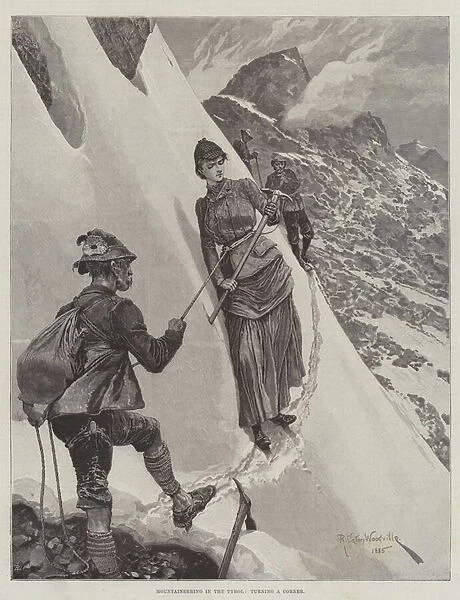Mountaineering in the Tyrol, turning a Corner (engraving)