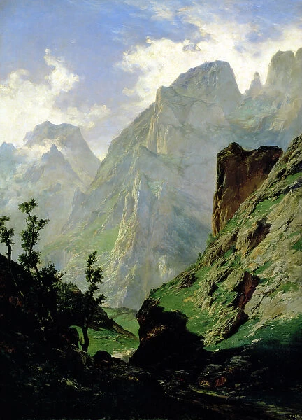 Mountains in Europe, 1876 (oil on canvas)