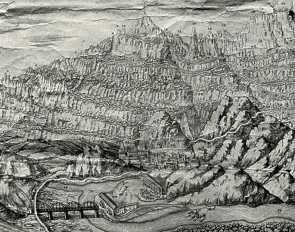 Mountains of Montserrat, 1869 (engraving)