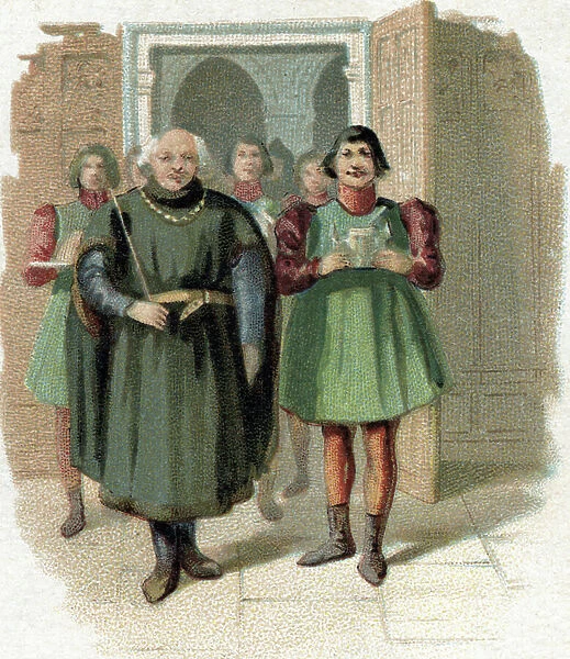 A moutardier, valet charge to serve the french mustard Chromolithograph 19th century Private collection