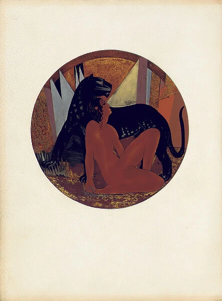 Mowgli and Bagheera, illustration from The Jungle Book by Rudyard Kipling