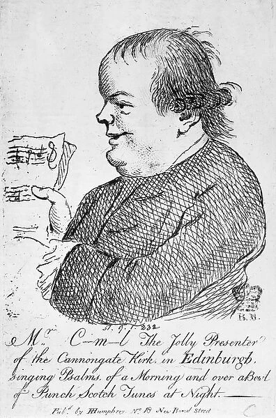 Mr C-m-l the jolly presenter of the Canongate Kirk in Edinburgh, c. 1781 (engraving)