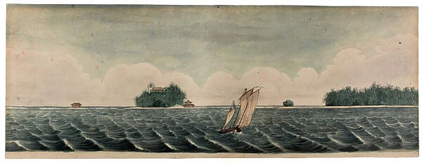 Mr Hares residence on the Cocos or Keelings Islands, c. 1830 (w  /  c on paper)