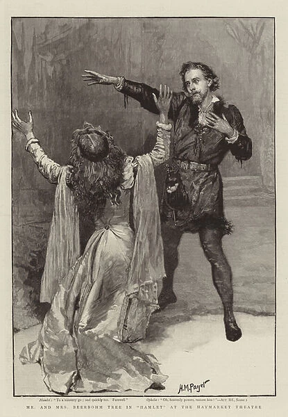 Mr and Mrs Beerbohm Tree in 'Hamlet'at the Haymarket Theatre (engraving)