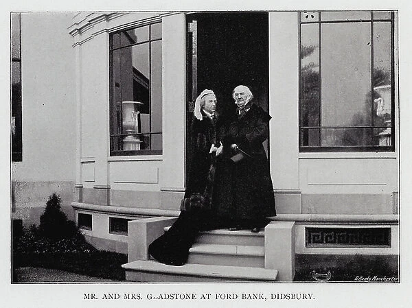 Mr and Mrs Gladstone at Ford Bank, Didsbury (b / w photo)