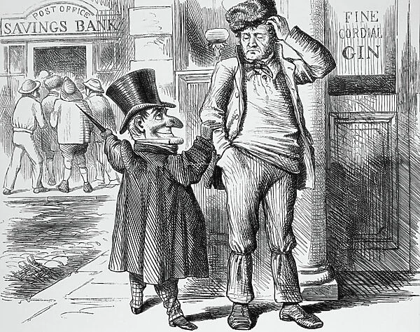 Mr Punch's advice to the British workman at the time of the opening of the Post Office Savings Bank, 1850
