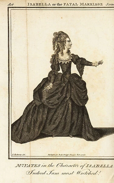Mrs Mary Ann Yates in the character of Isabella in David Garricks Isabella or The Fatal Marriage