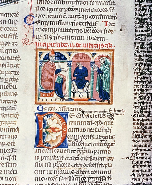 Ms 150 f. 61v A Judgement, from the Decrets de St. Gregoire IX (vellum)