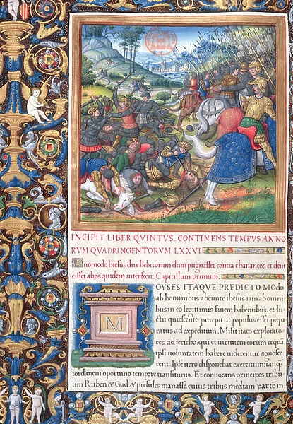 Ms. 1581 f. 089v Illustration from Book V ( From the Death of Moses to the Death of