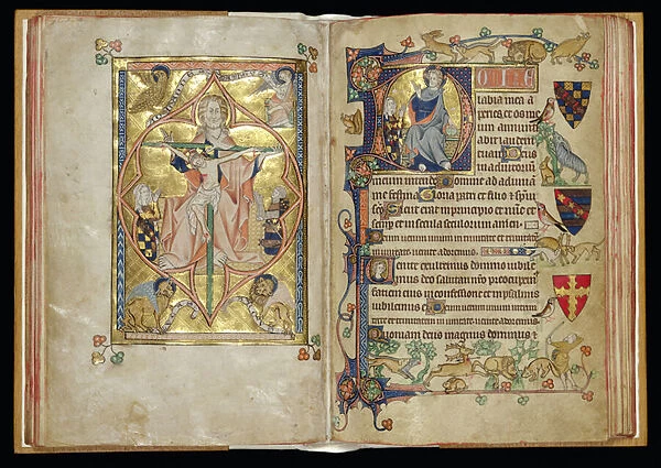 Ms 242 ff. 28v-29r The Trinity and the Throne of Mercy in an historiated initial D