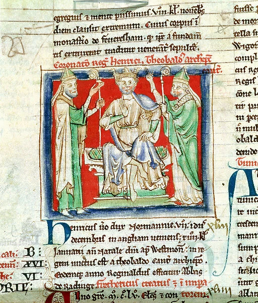 Ms 6712 (A. 6. 89) fol. 135v Henry II (1133-89) miniature from Flores Historiarum