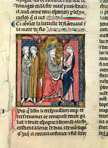 Ms 782 f. 152r Charlemagne (742-814) sending Ganelon to the Saragossan Kings