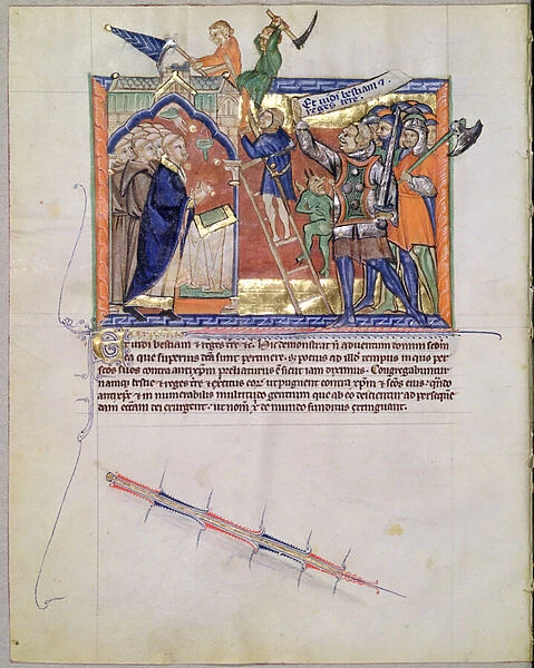 Ms L. A. 139-Lisboa fol. 66 The Divine Warrior leading an army against those who attack