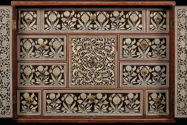 Mughal cabinet, Gujarat or Sindh, Western India (ivory-inlaid wood)