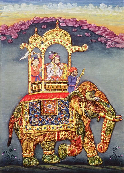 Mughal King Shah Jahan Riding on Elephant