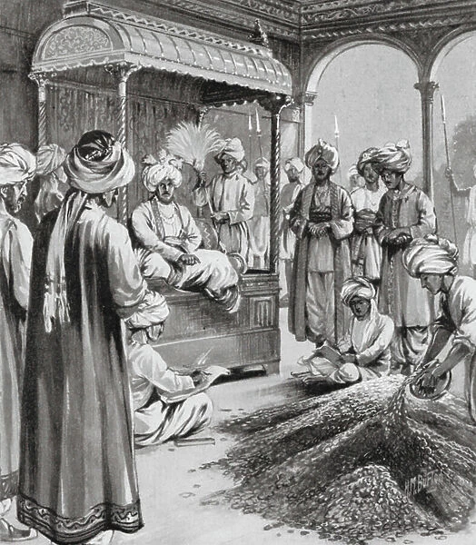 Muhammad Tughlak orders his Brass Coins to pass for Silver, AD 1330 (litho)