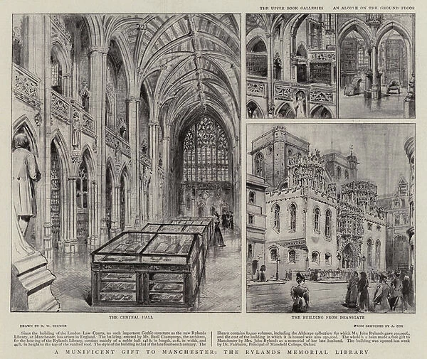A Munificent Gift to Manchester, the Rylands Memorial Library (litho)
