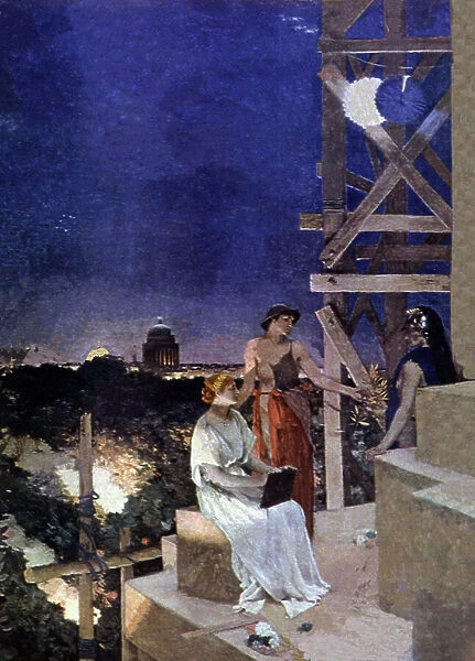 The muse, the carpenter and the soldier that built Paris, 1911 (print)