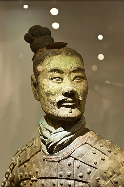 Museum; portrait; standing warrior; painted with original colour Emperor Qin Shi Huang