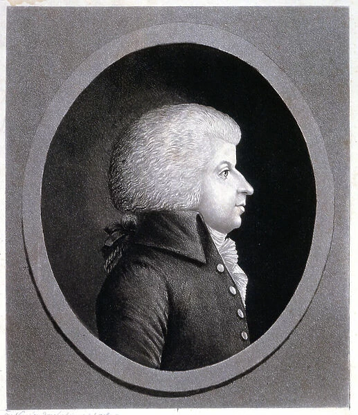Music. Classical music. The composer Wolfgang Amadeus Mozart. Engraving, France, c.1775 (engraving)