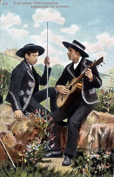 Musicians in Portuguese costumes. Arredores de coimbra