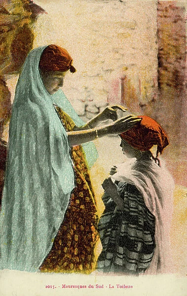 Muslim woman and child (coloured photo)