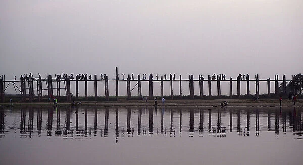 Myanmar - Burma: Teak bridge located on Lake Taungthaman, Amarapura, in central Burma (Mandalay region). It was built from 1849