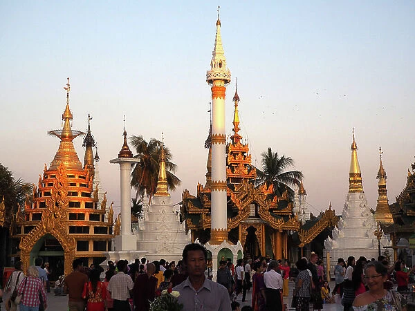 Myanmar - Burma: Yangon. Shwedagon Pagoda. Opened in 1372. Height 105 m. Around the great Stuppa