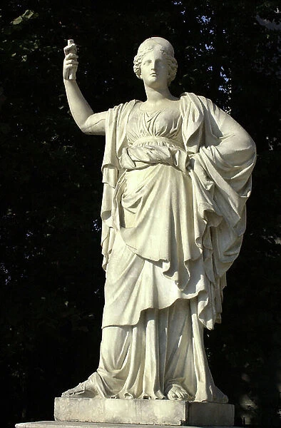 Myths and legends: Statue of the goddess Athena from the garden of the Palace of Versailles, France