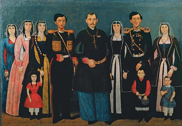 N. E. Mukhran-Batoni with family, 1862 (oil on canvas)