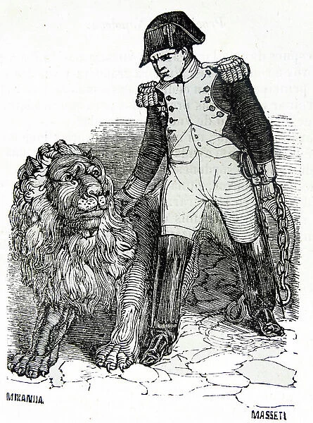 Napoleon Bonaparte with a lion