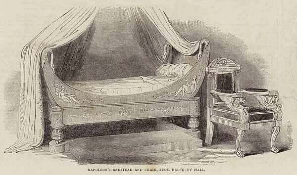 Napoleons Bedstead and Chair, from Brockley Hall (engraving)