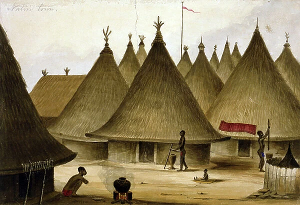 Native village in Liberia, 1860