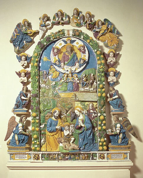 Nativity, bas relief by Giovanni della Robbia (1469-1529), 1521 (tin glazed earthenware)