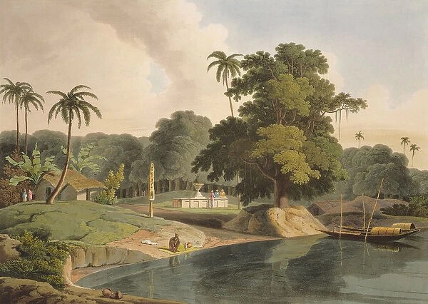 Near Bandell on the River Hoogly, plate VIII from Part 6 of Oriental Scenery