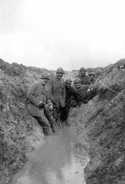 Near Ville-au-Bois (Aisne, Picardy, France) the mud in a german trench, 1st world war