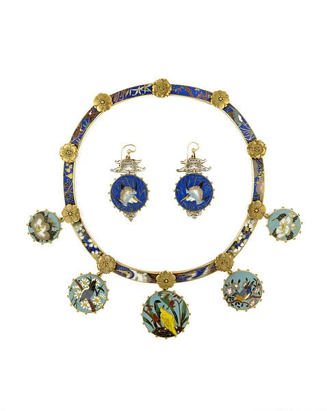 Necklace and Earings (gold & enamel)