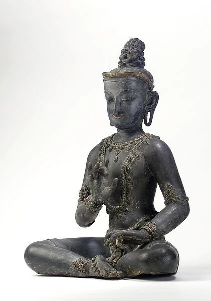 Nepalese-Chinese-style bodhisattva (lacquer, cloth, traces of blue, gold