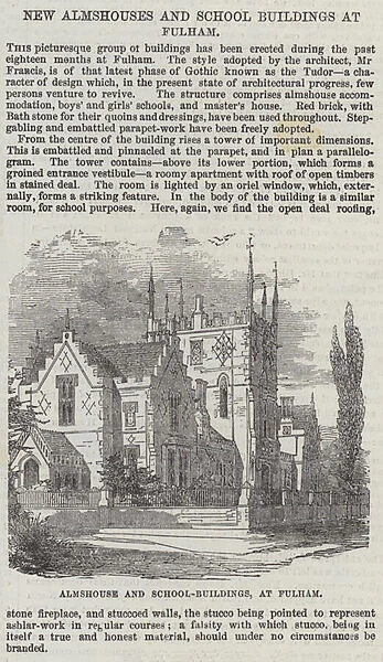 New Almshouses and School Buildings at Fulham (engraving)