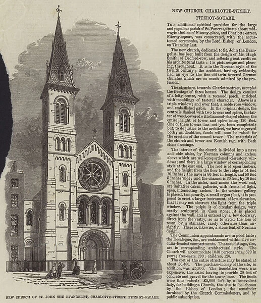 New Church of St John the Evangelist, Charlotte-Street, Fitzroy-Square (engraving)