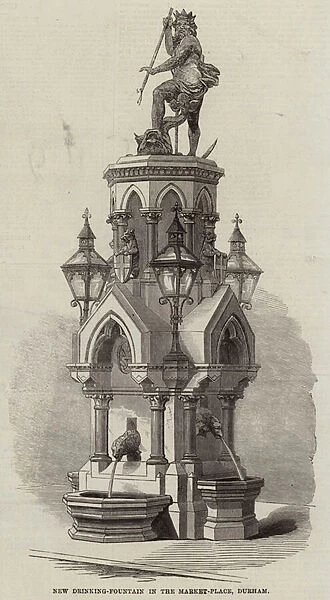New Drinking-Fountain in the Market-Place, Durham (engraving)