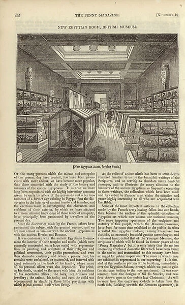 New Egyptian Room, British Museum, looking south (engraving)