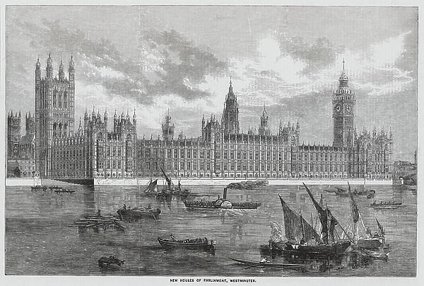 New Houses of Parliament, Westminster, London (engraving)