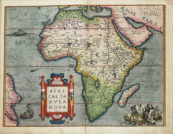 A new map of Africa, 1570 (copperplate engraving on paper)