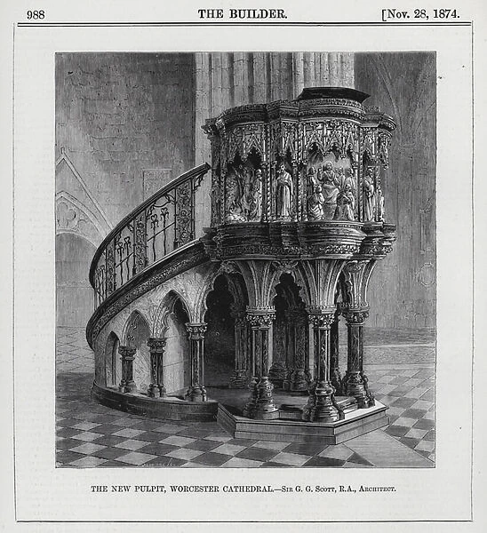 The New Pulpit, Worcester Cathedral (engraving)