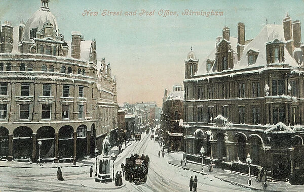 New Street and Post Office, Birmingham (colour litho)