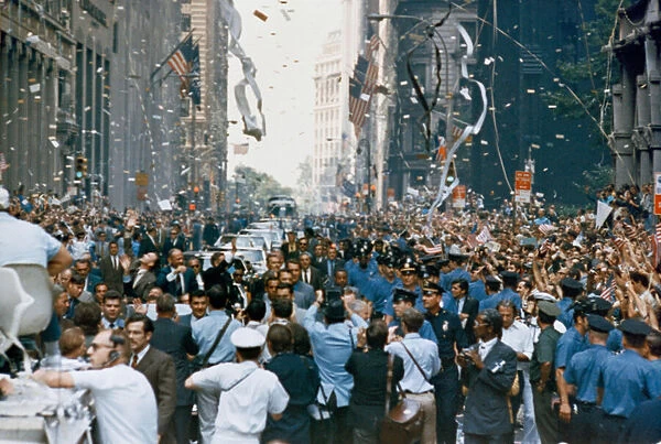 New York City welcomes the Apollo 11 crew in a ticker tape parade, 1969 (colour photograph)