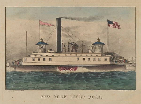 New York Ferry Boat, c. 1860-65 (hand-coloured lithograph)